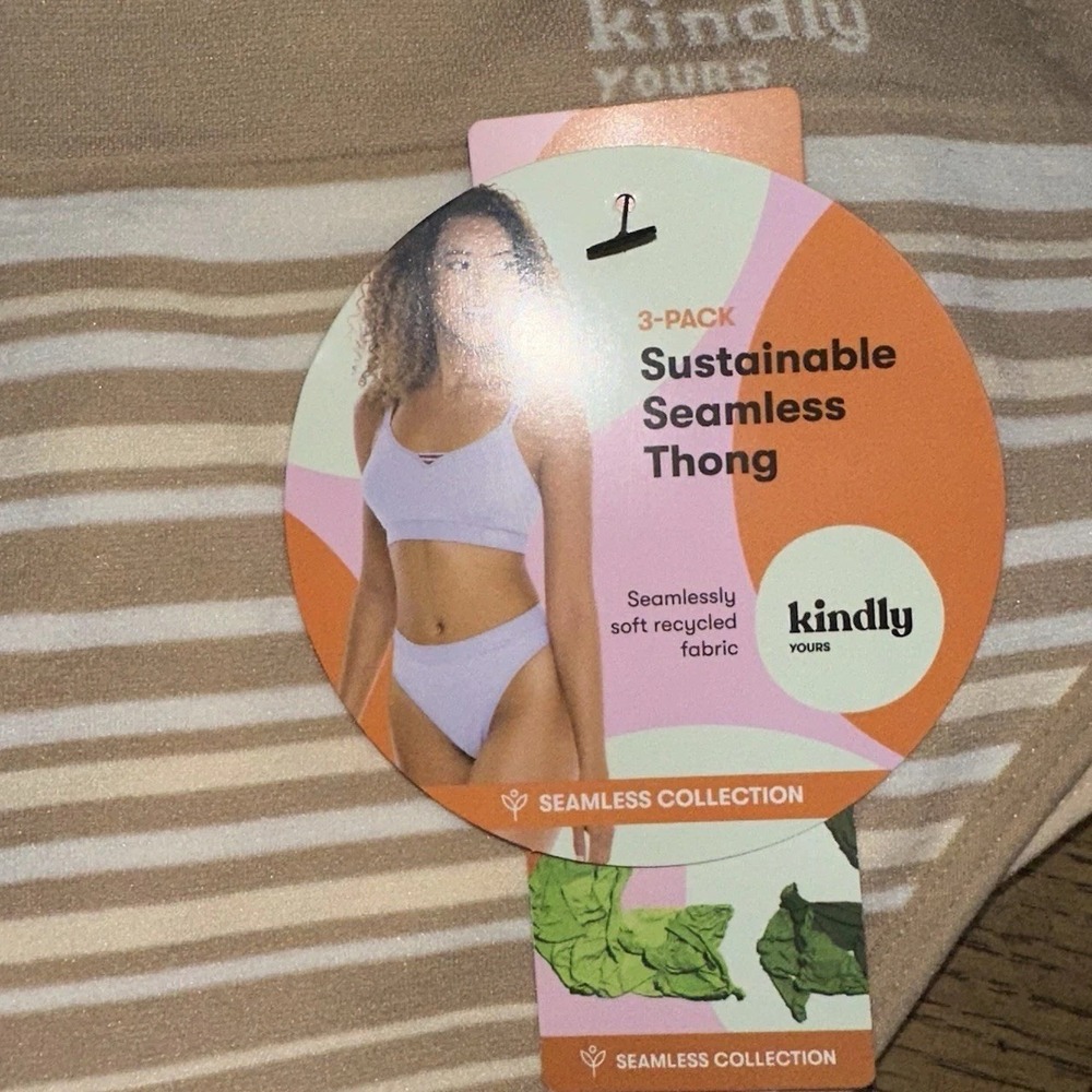 Kindly Yours Thong Underwear Seamless 3-Pack Lot Tan New Women's 2X XXL (20) NWT - Picture 2 of 6